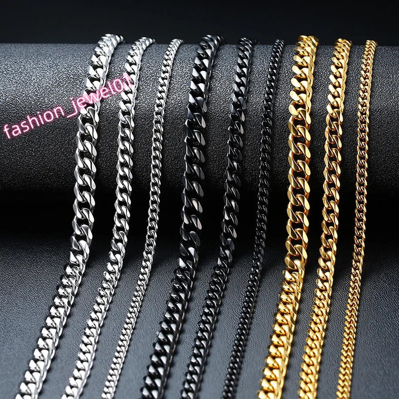 Vnox Cuban Chain Necklace for Men WomenBasic Punk Stainless Steel Curb Link Chain ChokersVintage Gold Color Solid Metal Collar