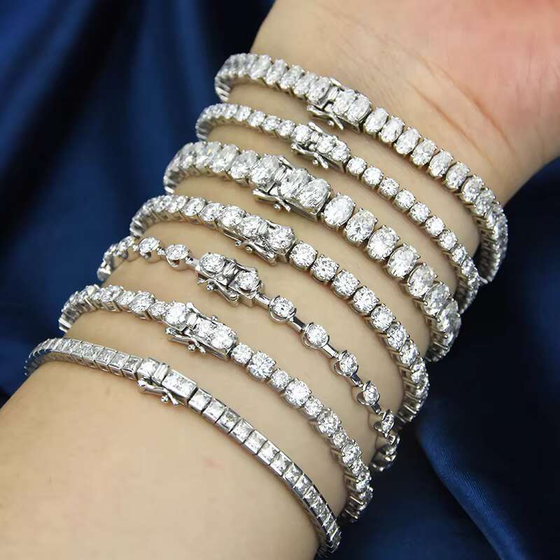 XINGYUE Factory Customize Charm Bracelets VVS Moissanite Tennis Bracelet 925 Sterling Silver Moissanites Gemstone Chain