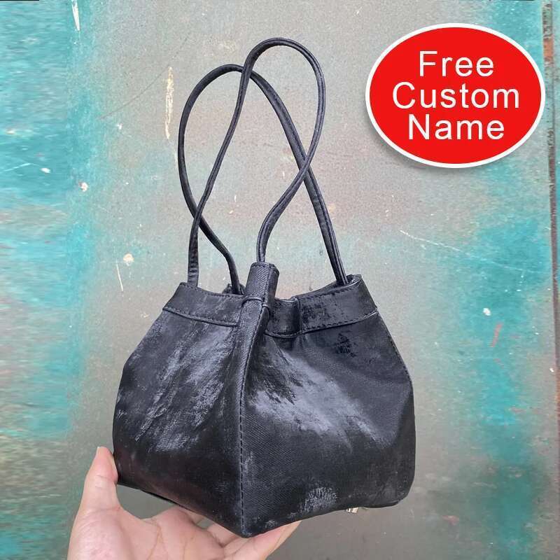 Free Custom Name Mini Bucket Bags For Women Designer Handbag Purse 2024 New In PU Gradient Color Hanging Tassels Shoulder