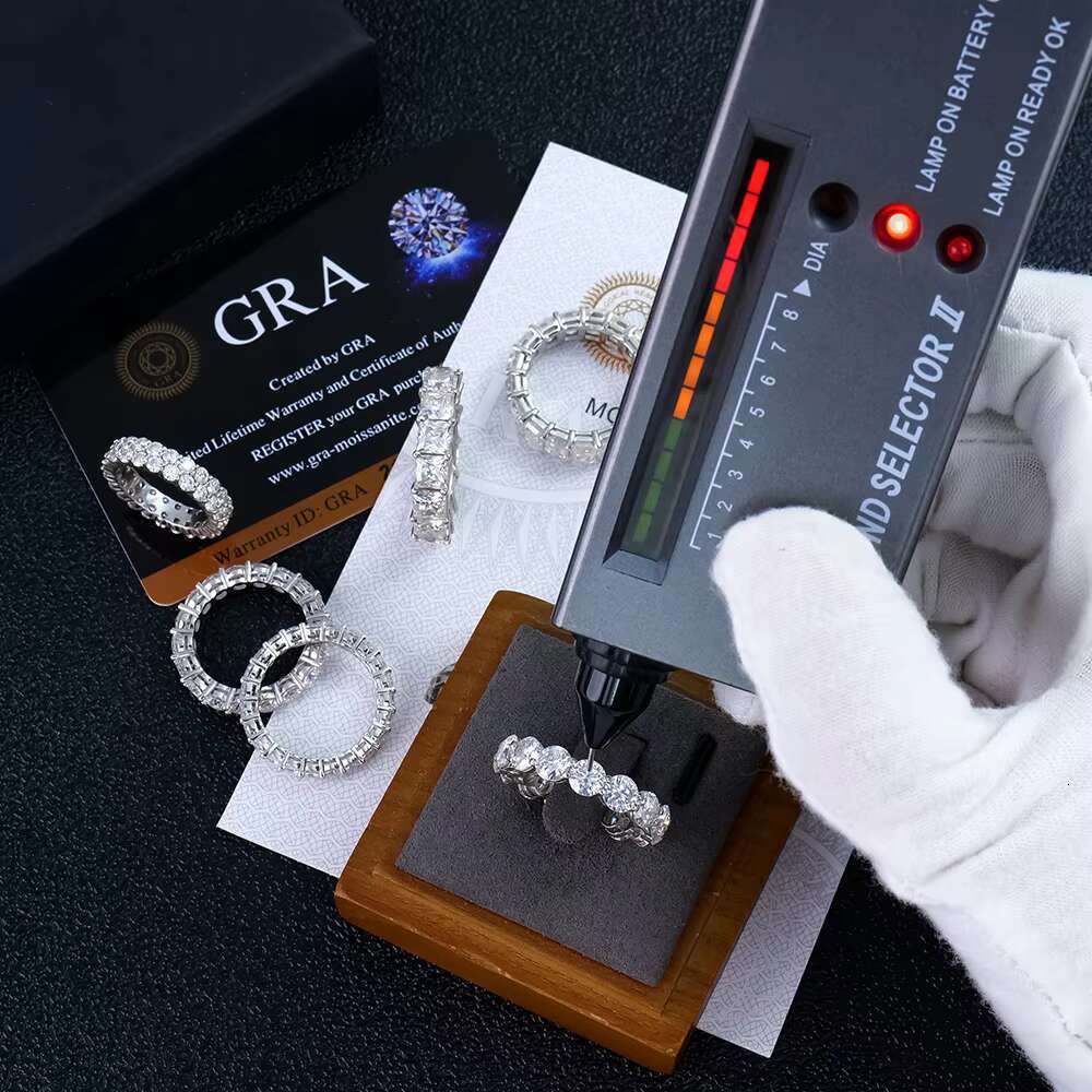 Custom Women Eternity 925 Sterling Silver Gra Certificate Round Vvs Vvs1 Princess Emerald Cut Moissanite Hip-hop Tennis Ring