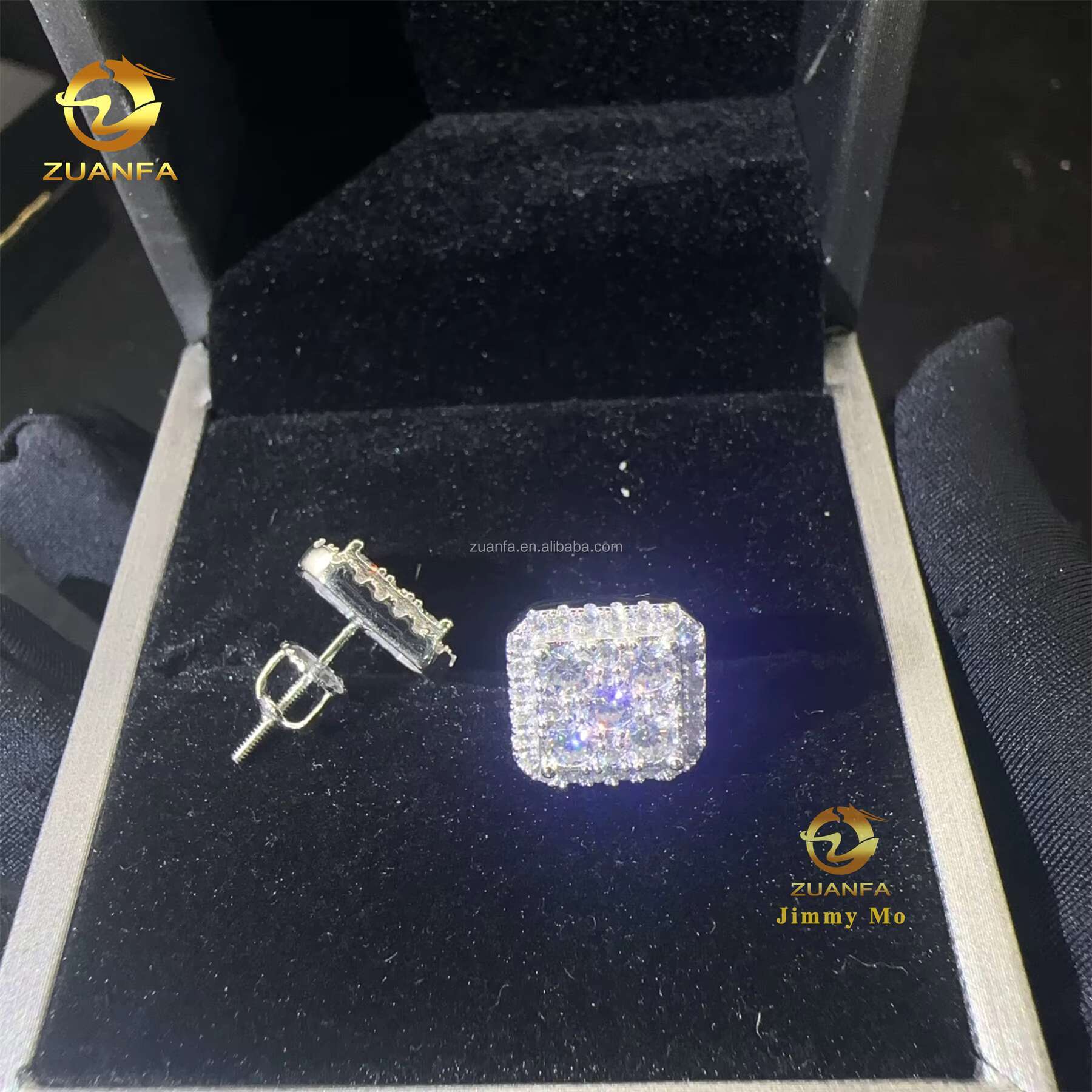 Drop Shipping Popular Pass Diamond Testser Iced Out Hip Hop 925 Sterling Silver Vvs1 Moissanite Diamond Stud Earrings Men