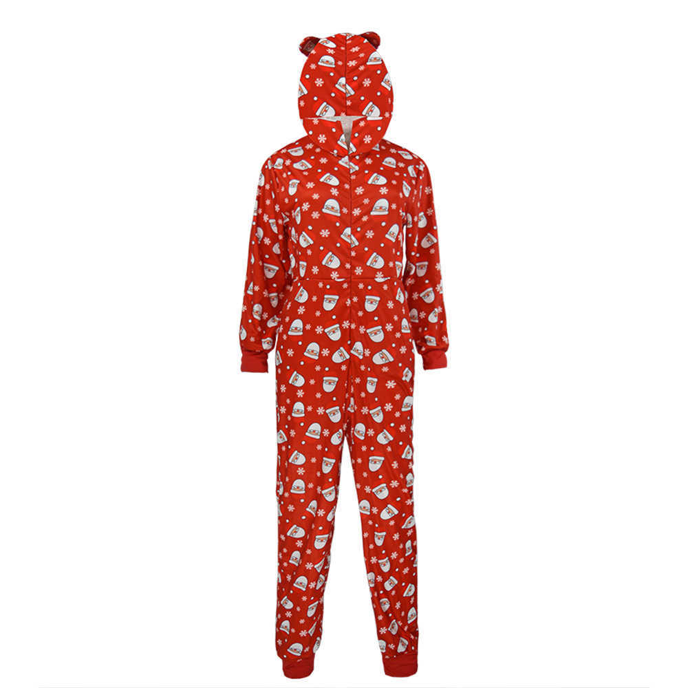 Christmas parent-child fashion hooded Santa Claus printed Jumpsuit Christmas home clothes S2548