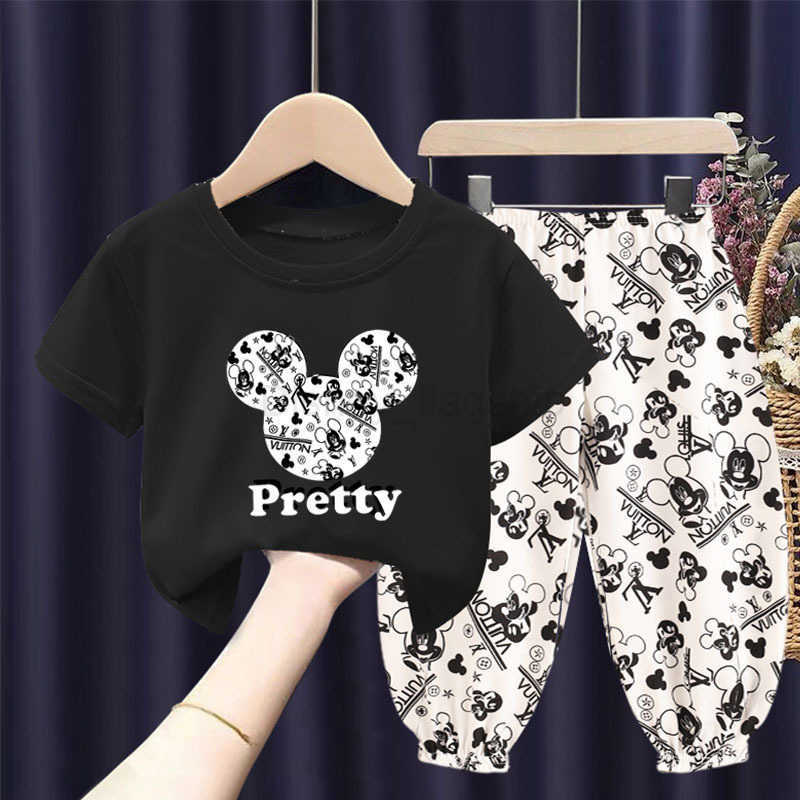 Disney Hot selling childrens summer trendy short sleeved T-shirt set Korean version 2025 new item for boys and girls in the storeXJ250409