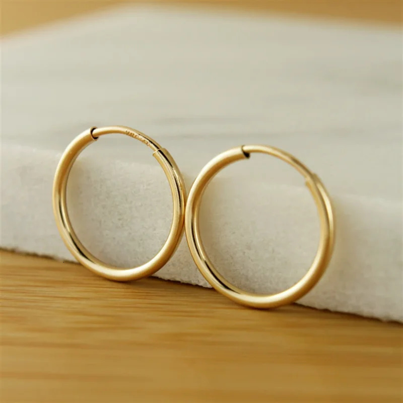 14K Gold Filled Hoops Earrings 7 Size Circle Jewelry Minimalism Brincos Vintage Pendiente Oorbellen Boho Hypoallergenic Earrings 250403