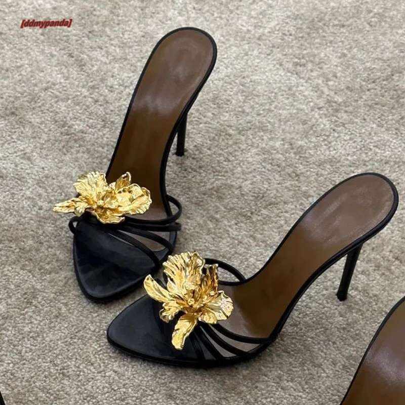 High-heeled Sandals for Women Fashion Pointed Head Shallow Mouth Crystal wer Set Foot Anti-slip Wear Slippers ddmypanda