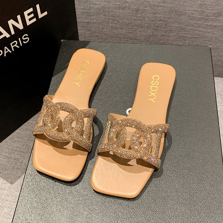 Women's 2025 Summer plus-size flip-flops Flat flat Fairy shoes Advanced exquisite trend all-in-one beach shoes