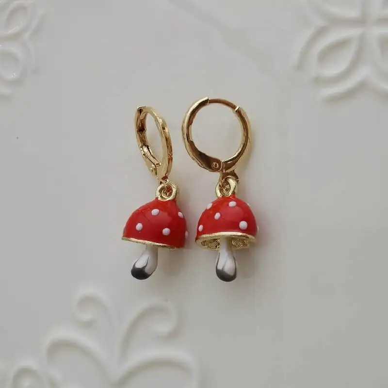 Dgold Color Mushroom Hoop Earring Endless Hoops Dangle Simple Everyday Holiday Gift Novelty Delicacy Bridesmaid Women Jewelry Z250408