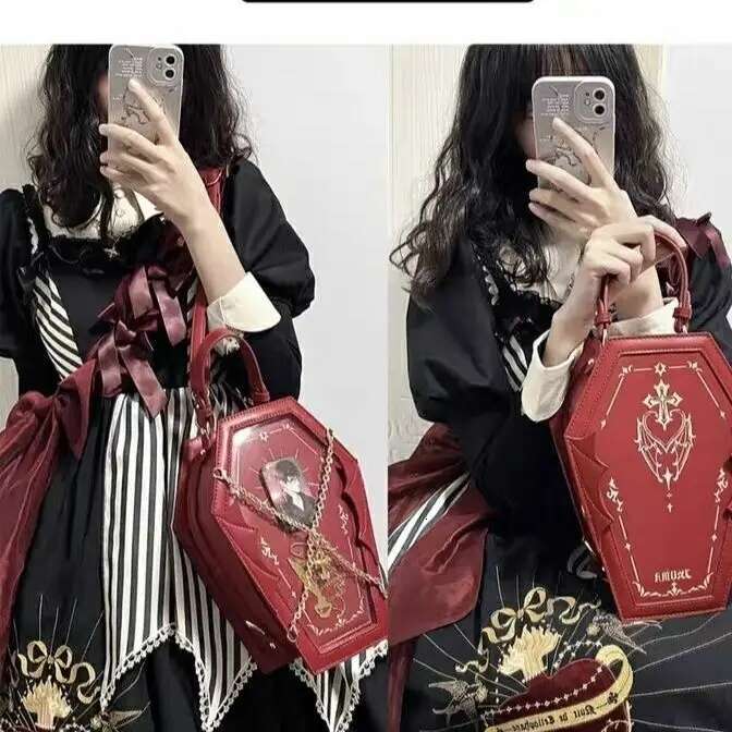 JIAERDI Haruku Y2k Messenger Bag Women Gothic Japanese Handle Chain Transparent Handbag Ladies Vintage Mini Backpack Aesthetic
