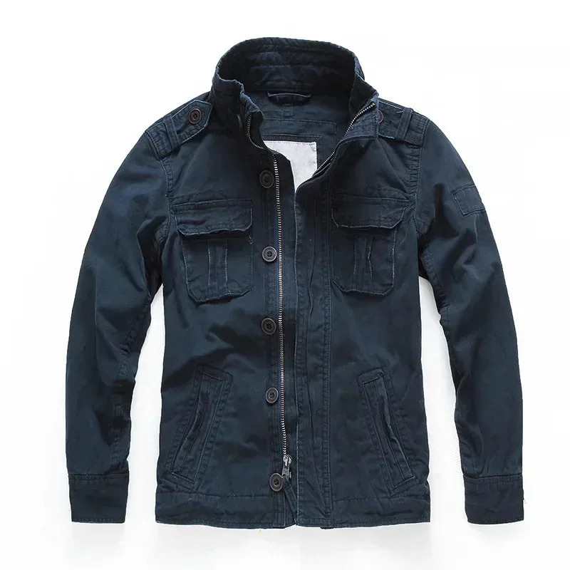 Mens jacket mens M65 denim vintage cargo outdoor multi pocket camouflage top casual and fashionable hiking uniform 250409
