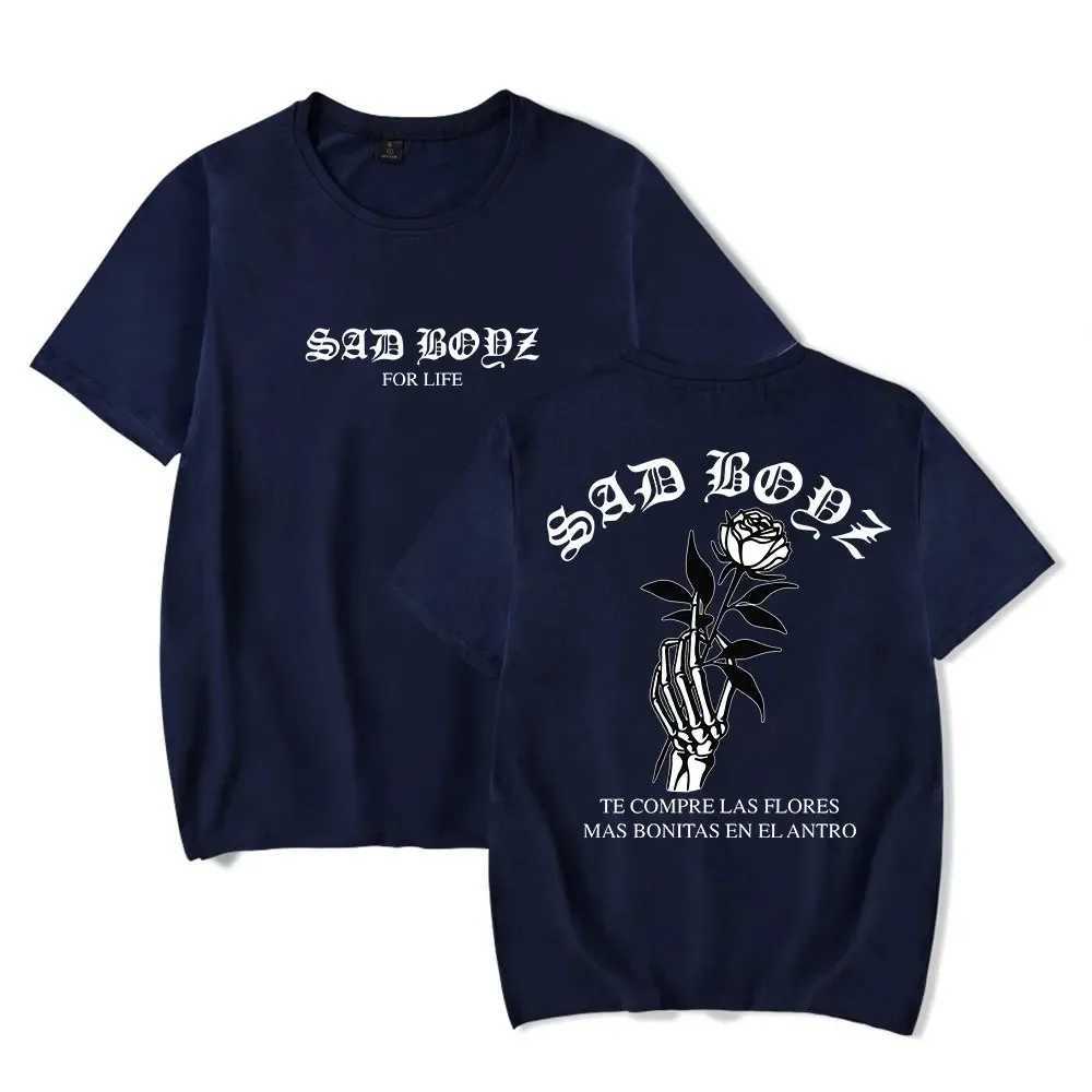 Junior H Las Flores Tee Sad Boyz Tour Merch Print T-shirt Summer Womens Fashion Casual Short SleevesXJ250409