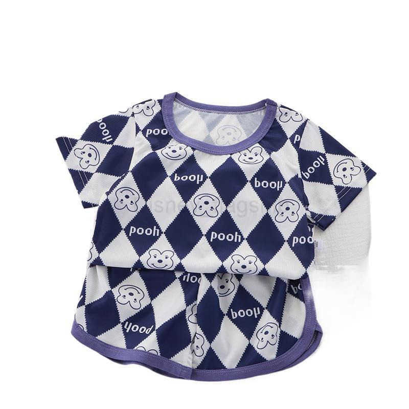 Disney Childrens summer T-shirt shorts set cute cartoon ice silk short sleeved two-piece set baby clothes stylish childrenXJ250409