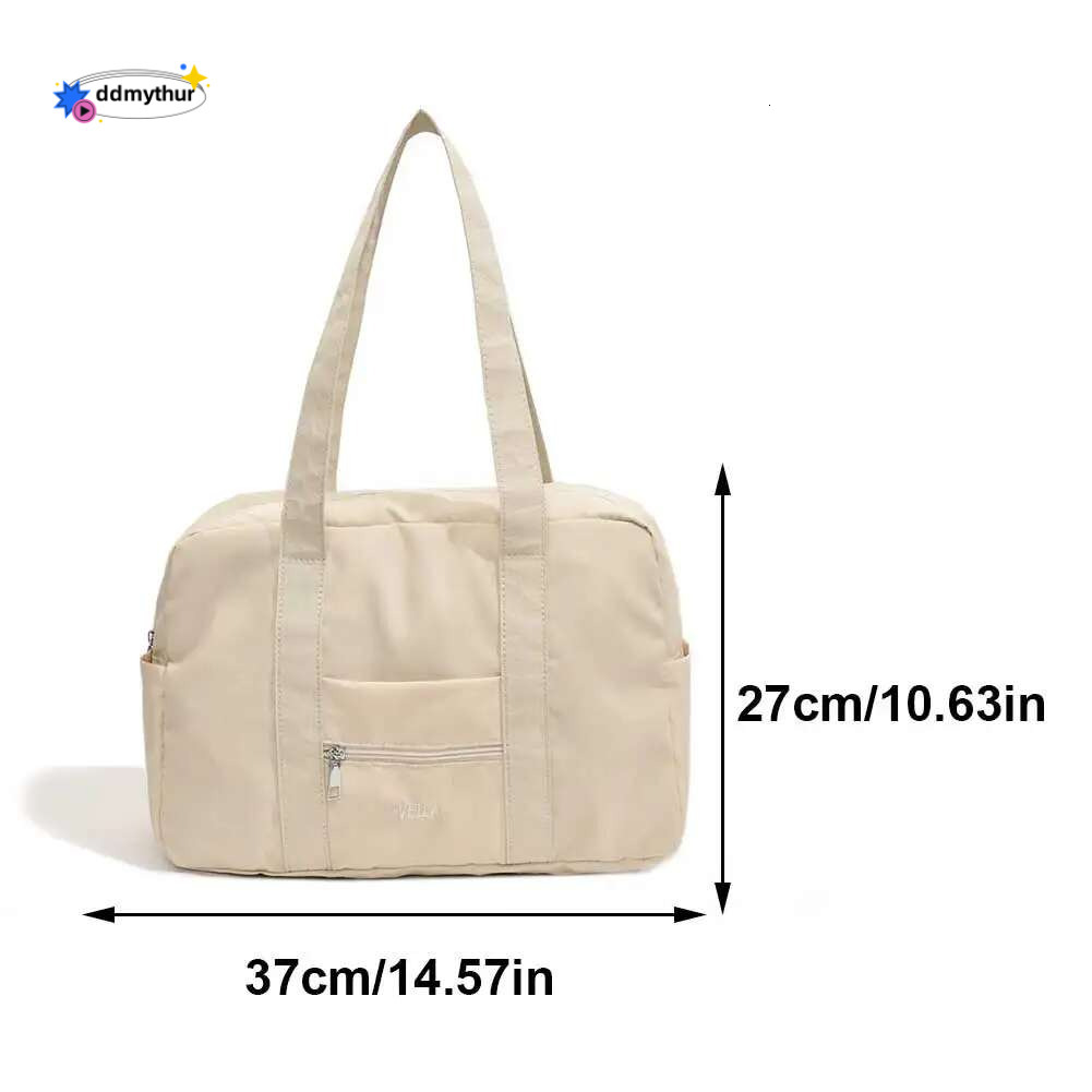 Unisex Shoulder Solid Color Travel Carry-On Multi-Pocket Lightweight Tote Handbag Outdoor Short Trip Bag ddmythur