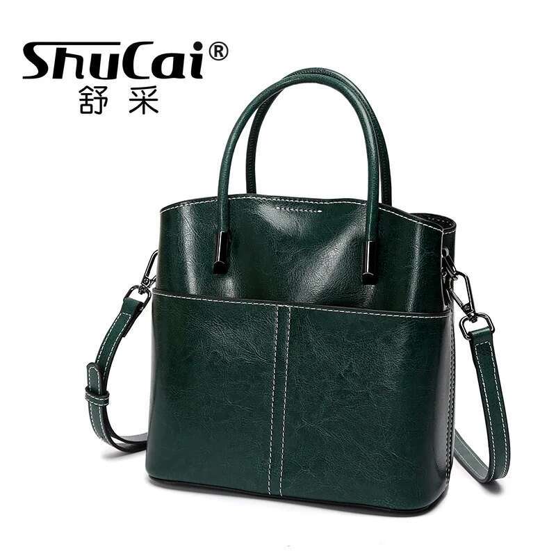 Genuine Leather Fashion Bucket Bag Casual Simple Ladies Handbag Single Shoulder Crossbody Tide Bags For Women