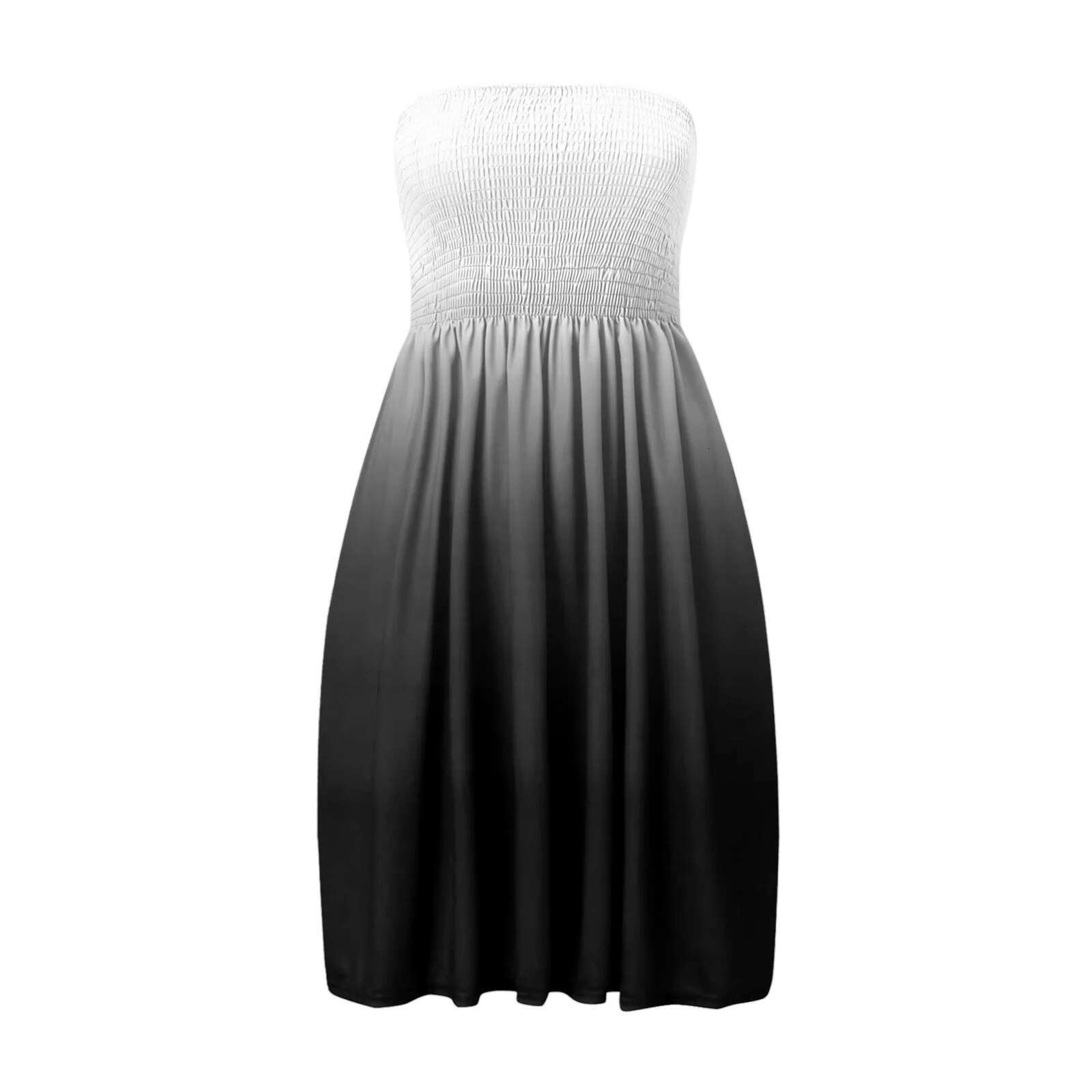 Dongdumaoyi Women S Summer Strapless Mini Dresses Gradient Smocked Casual Beach Tube Top Dress Cover Ups For Swimwear Bandeau Sundress