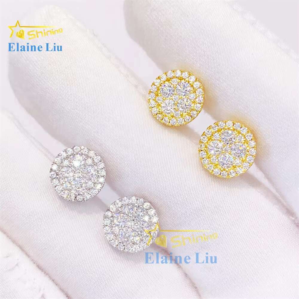 High Quality 18k Gold Plated 925 Sterling Silver Fashion Jewelry Luxury Vvs Moissanite Stud Earrings