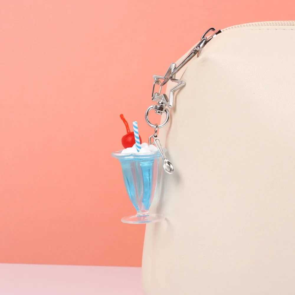 Cute cream star key chain mobile phone shell simulation food fruit peel cake cup key chain bag pendant girl giftXJ250409