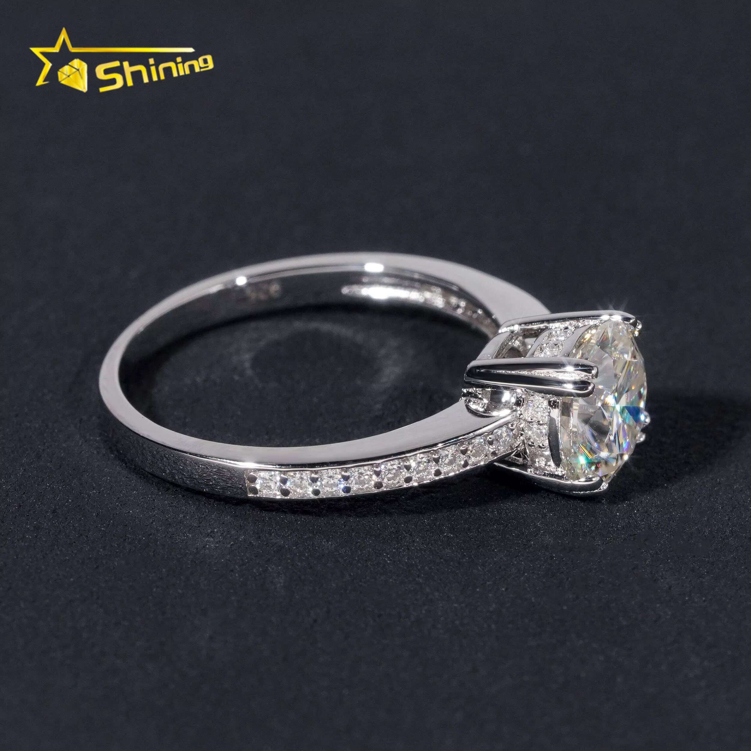 Wholesale 925 Sterling Silver Vvs Diamond Engagement Rings Women Brilliant Cut 7.5mm Gold Ring Women Rings Moissanite