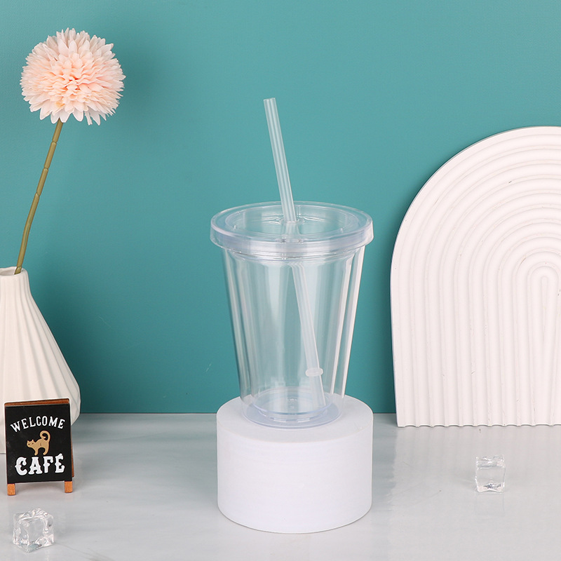 12oz 16oz 24oz snow globe acrylic tumblers double walled pre-drilled plastic cups with lid straw DIY clear drinking beverage cup customize logo