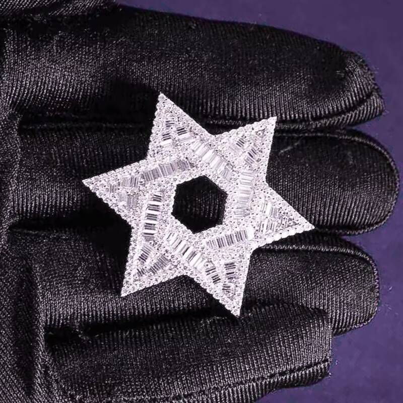 Hip Hop GRA Iced Out Bling D Color Moissanite 925 Sterling Silver Baguette Star Pendant for Men Women Passes Diamond Tester