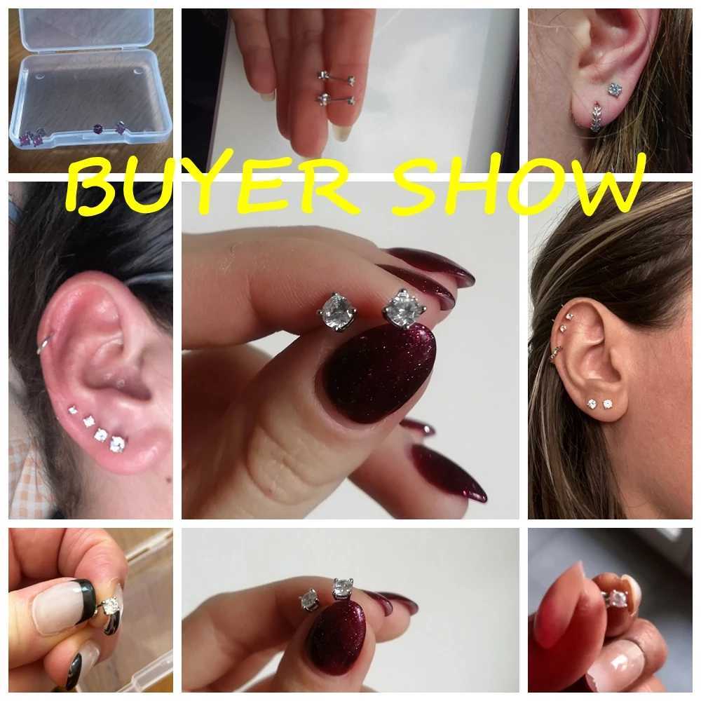 CANNER 2/3/4/5/6/7/8mm 925 Sterling Silver Small Zircon Crystal Stud Earrings for Women Mini Piercing Earring Jewelry Pendients Z250408