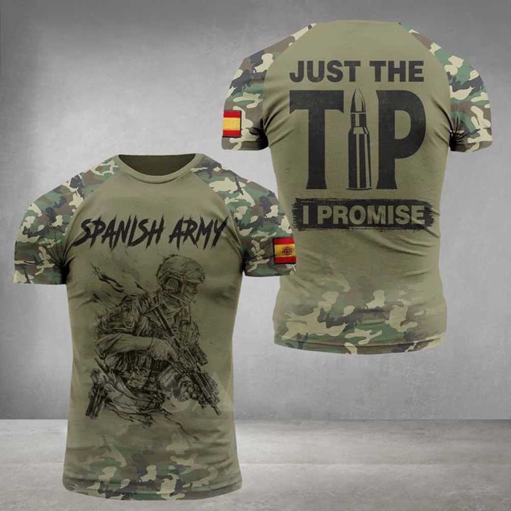 Spanish flag graphic mens T-shirt Army casual short sleeved T-shirt mens hunting T-shirt Spanish veteran top camouflage clothing XLXJ250409