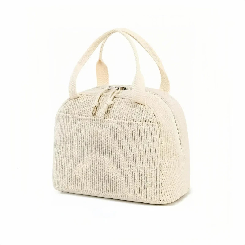 Corduroy lunch bag thermal insulated box storage handbag multifunctional childrens school cooler picnic food 250408
