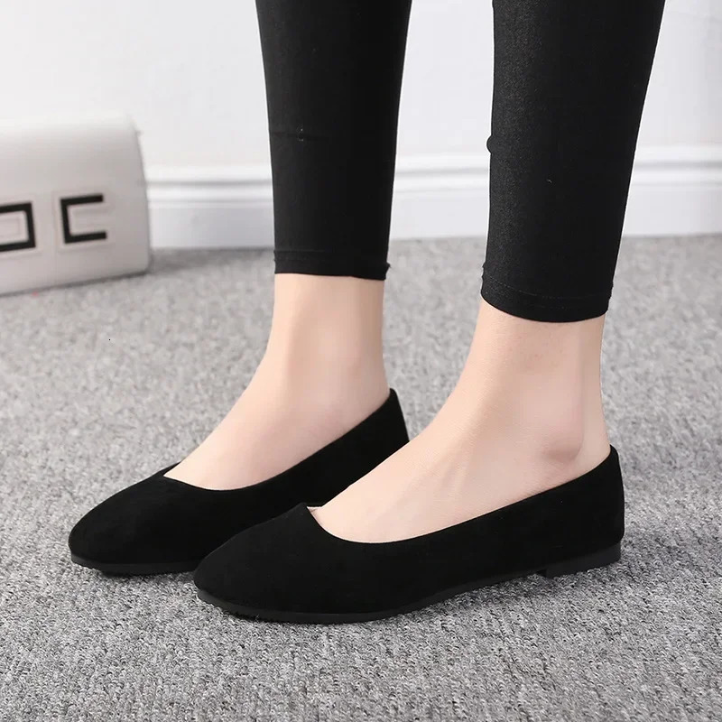Plus Size 35-43 Women Flats Slip on Flat Shoes Candy Color Woman Boat Shoes Black Loafers Faux Suede Ladies Ballet Flats539 250402