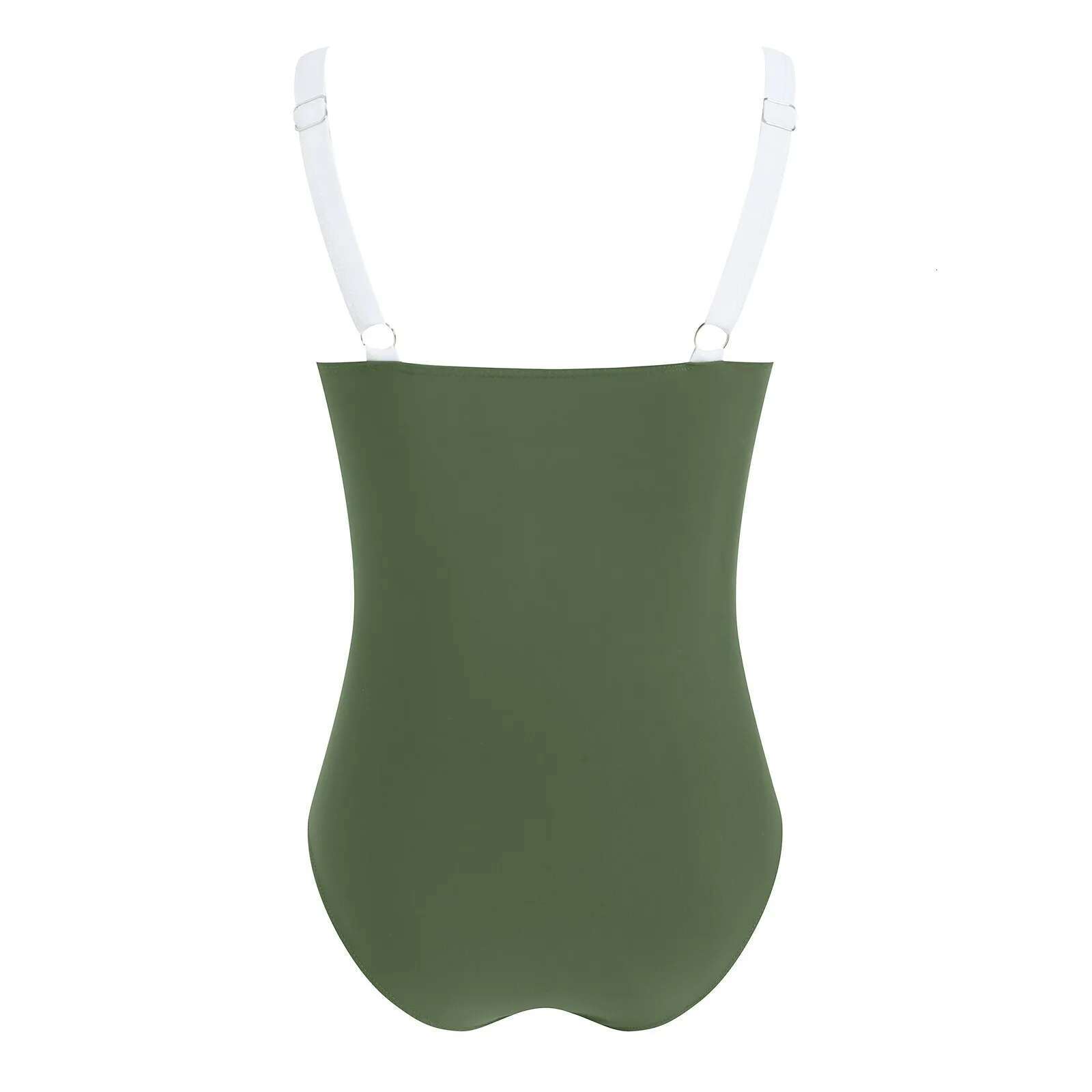 Dongdumaoyi Green White Patchwork One Piece Swimsuit For Women Sexy Slim Suspender Backless Monokini Bikini Beach Vacation Swimwear