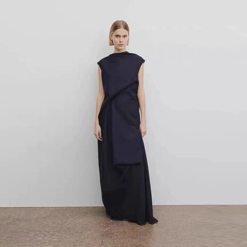 X4140 High Quality Sleeveless Dress Women 2025 Spring and Summer New Minimalist Style Long Dress A-Line Skirt