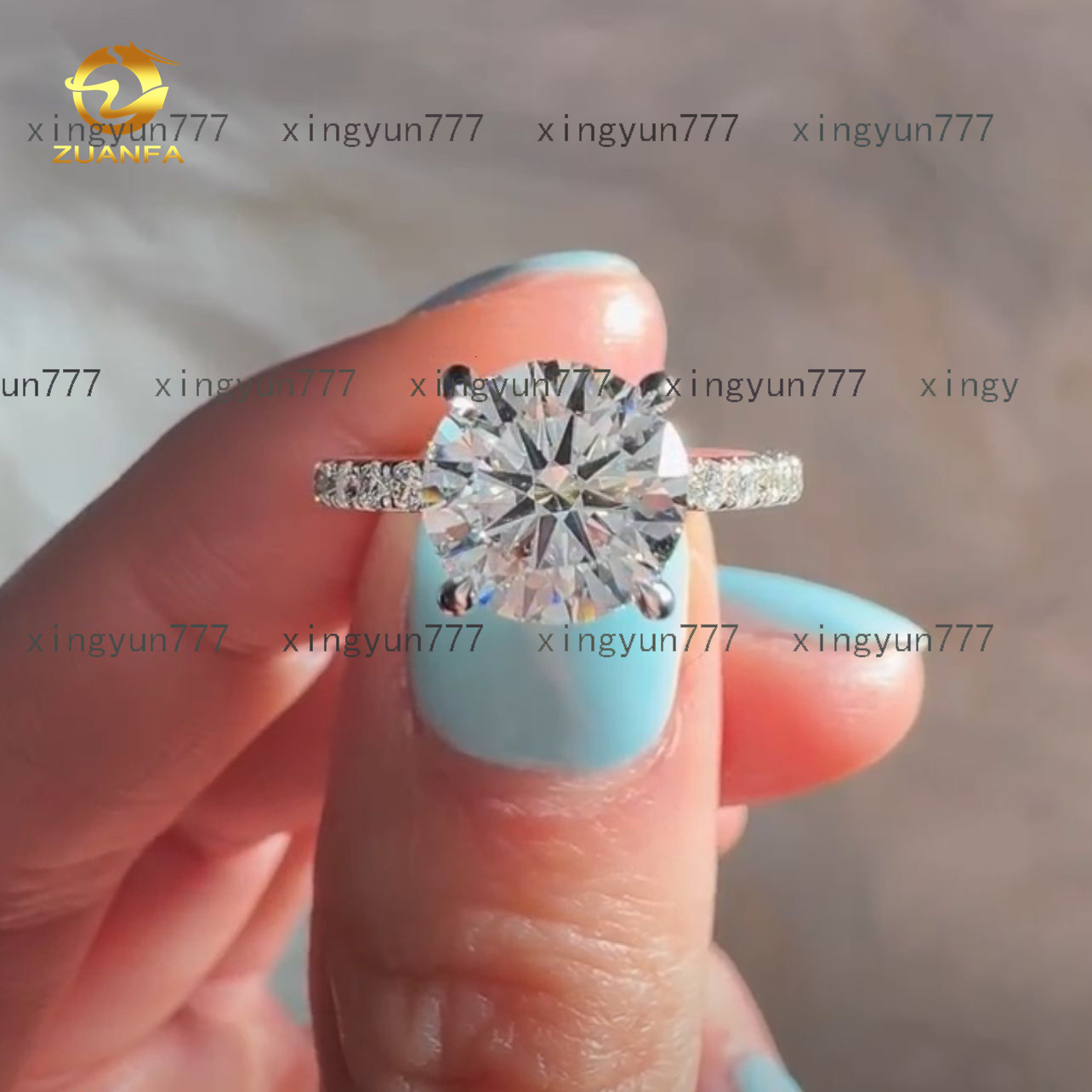 Cheap Price 9K 10K Real Solid Gold Round Brilliant Cut 2.2carat E-F VS1 Clarity Lab Grown Diamond Gold Wedding Engagement Ring