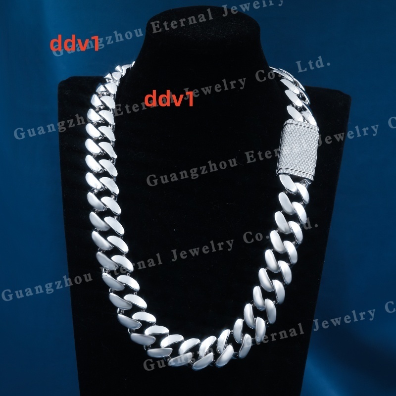 Factory Custom Fine Hip Hop Real S925 Silver Solid Gold Plated Moissanite Lab Diamond Miami Cuban Link Chain Necklace