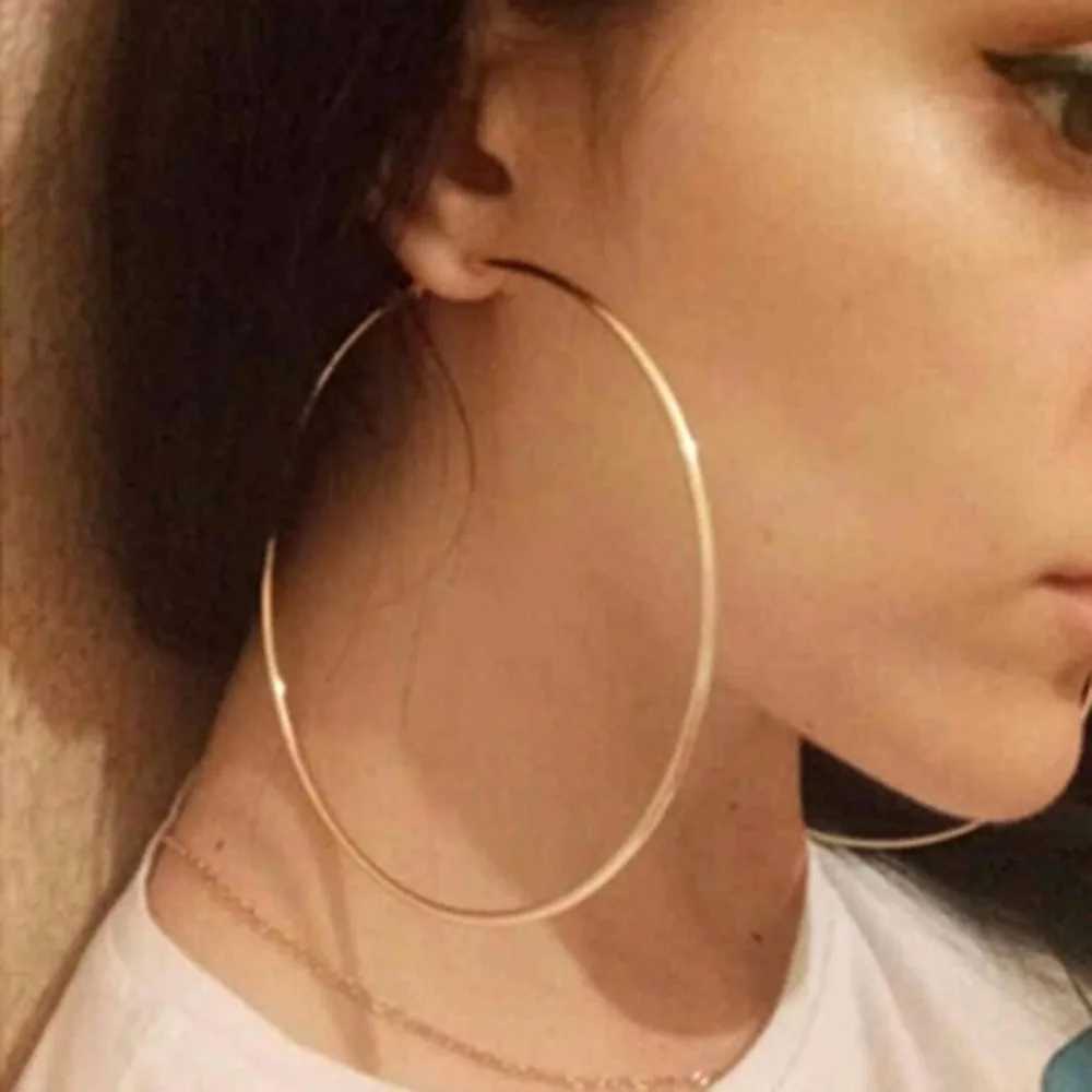 40mm 60mm 70mm 80mm Exaggerate Big Smooth Circle Hoop Earrings Brincos Simple Party Round Loop Bijoux for Women Jewelry Z250408
