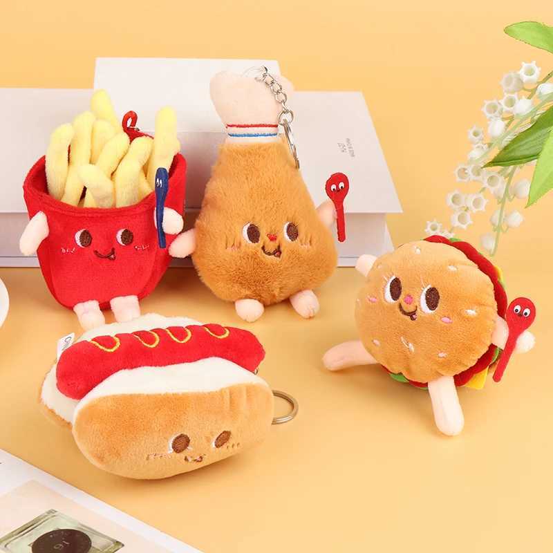 1 Kaii Food Bread Burger Hot Dog French Fries Plush Doll Soft Fill Plush Pendant Keychain Childrens Gift ToyXJ250409