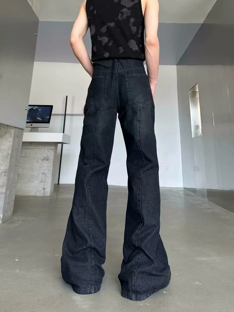 Ropa Y2K Fashion Washing Black Bag Stacking Flare Jeans Mens Clothing Zipper Long Trousers Pantalones Hombre 250408