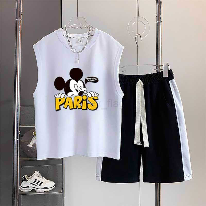Disney Childrens and boys summer clothing set 2025 new fashionable summer big boy internet celebrity handsome and cool trendy clothesXJ250409