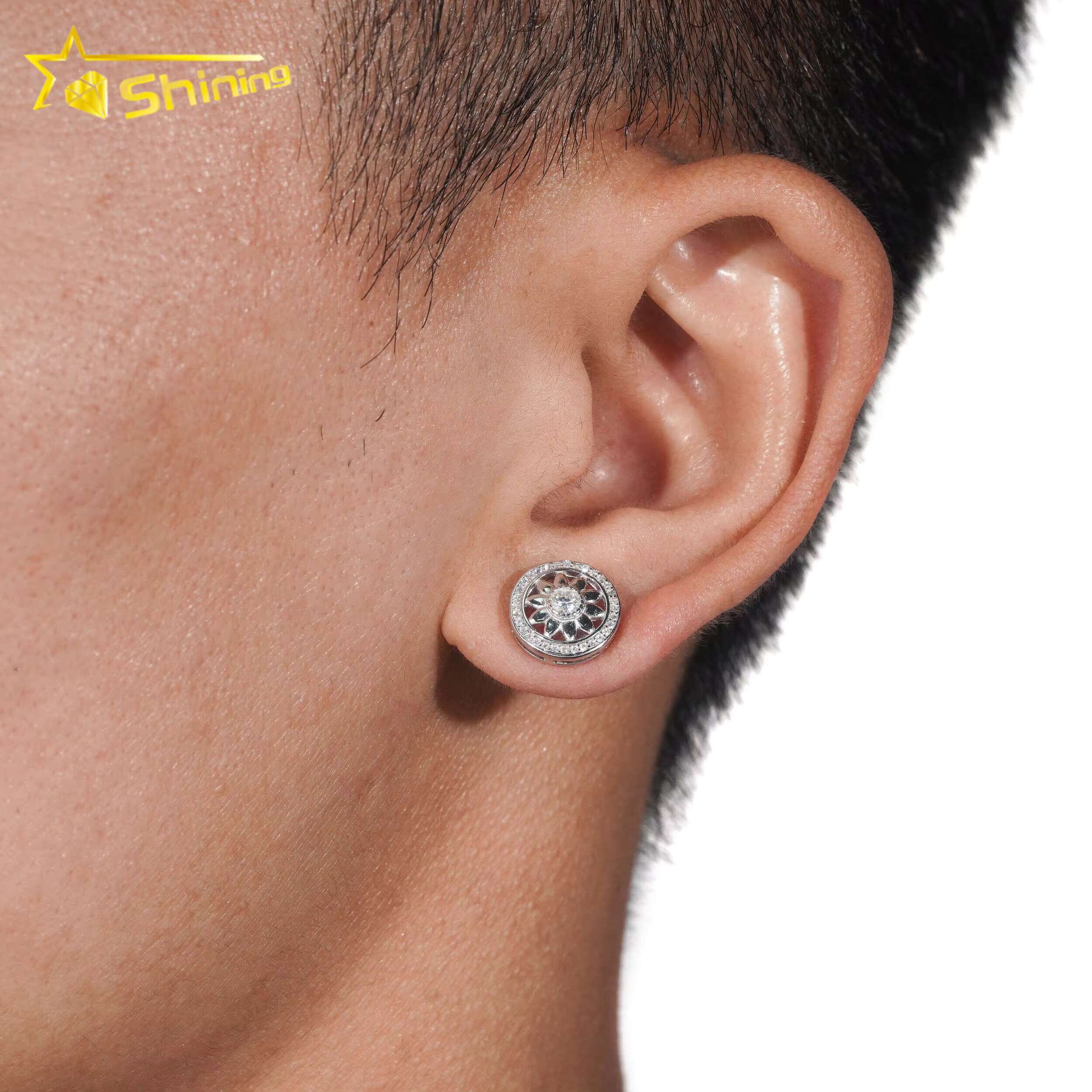 Promotion Price Pass Diamond Tester GRA Certified VVS Diamond Fully Iced Out Hip Hop 925 Silver Jewelry Moissanite Stud Earrings