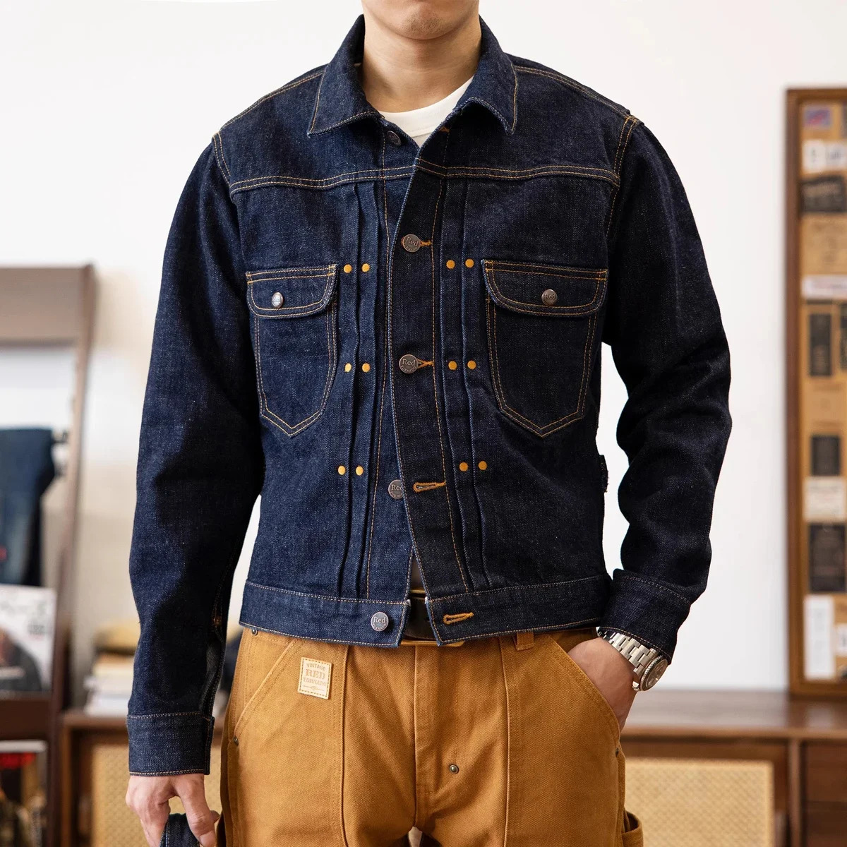 Red Tornado 11MJ Selvedge denim jacket for men rugged and unlined Western style 250409