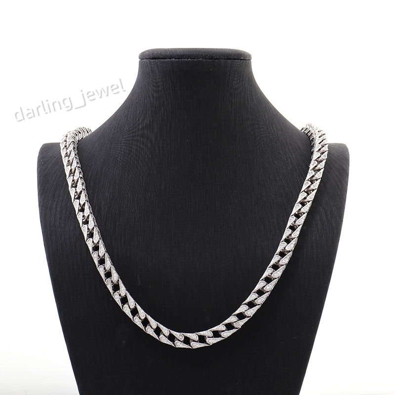 Provence Hip Hop Bling Rapper Jewelry VVS Moissanite Necklace Iced Out Gold Cuban Link Chain