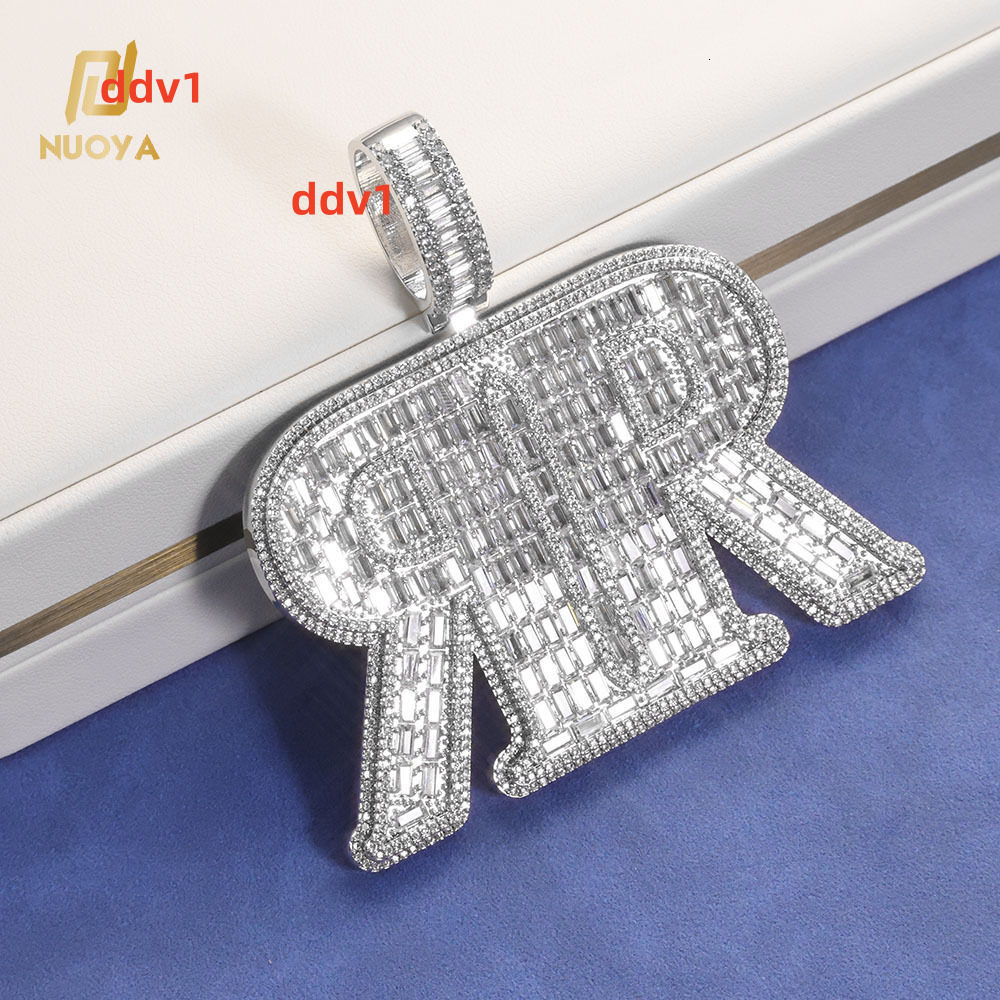 NUOYA Mirrored Letter Symmetrical Design Pendant Necklace Hip Hop Personalized Jewelry Custom Charm Pendant Customizable