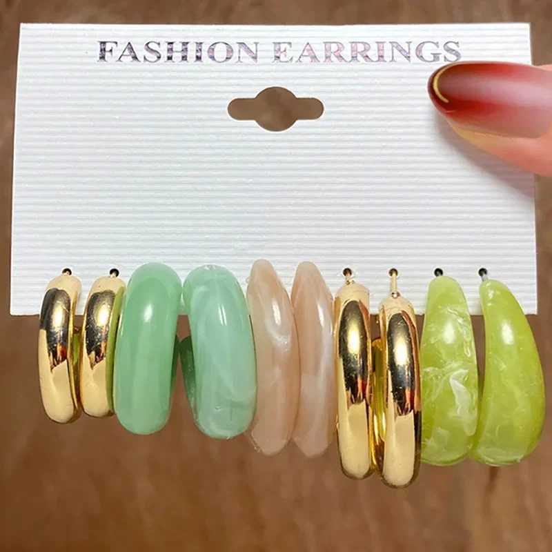 Green Butterfly Heart Dangle Earring Set for Girls Acrylic Gold Color Pearl Set Ear Rings 2023 New Fashion Jewelry Gifts Z250408