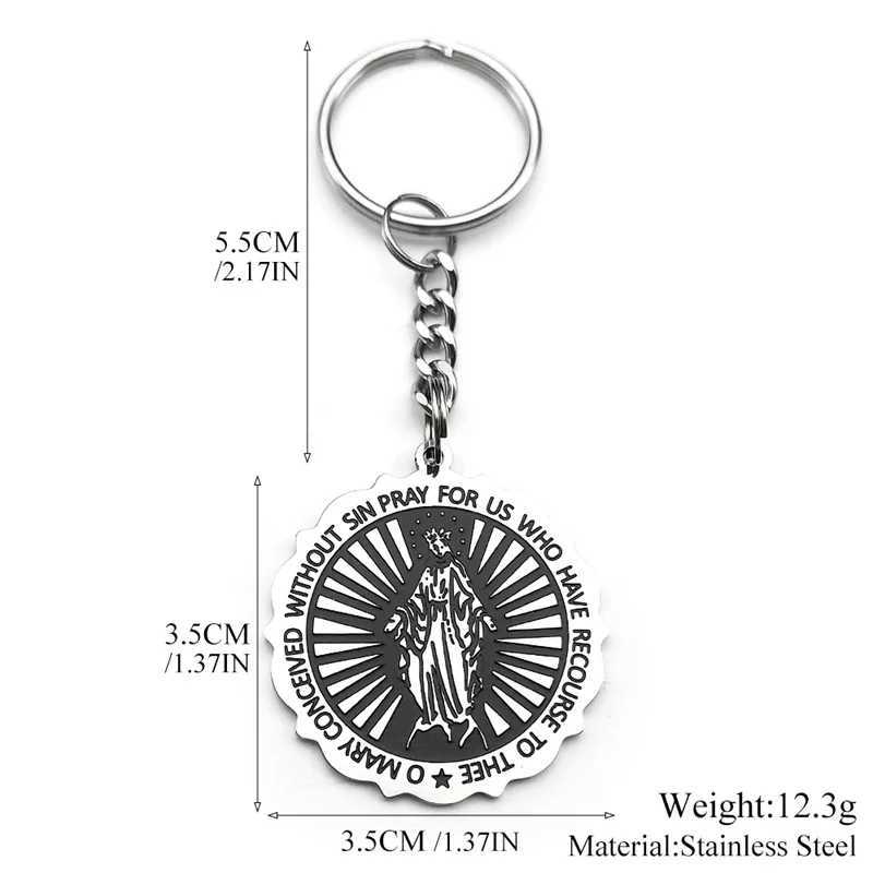 St. Josephs Prayer for Womens Keychains Mens Stainless Steel Silver Holy Family Catholic Keychains Jewelry GiftsXJ250409