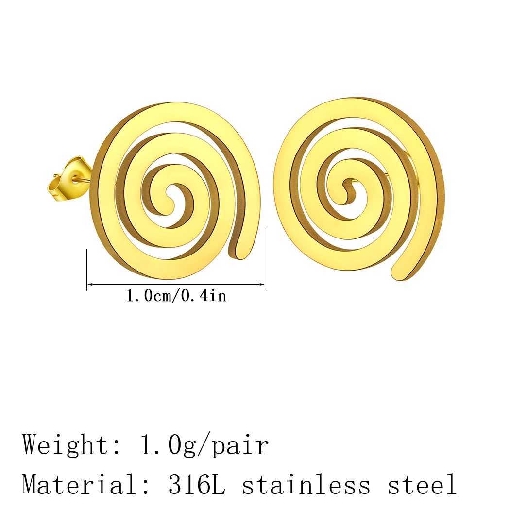Gold Color Tiny Spiral Stud 316L Stainless Steel Fashion Earrings for Women Small Unisex Metal Celtic Spiral Jewelry Black Punk Z250408