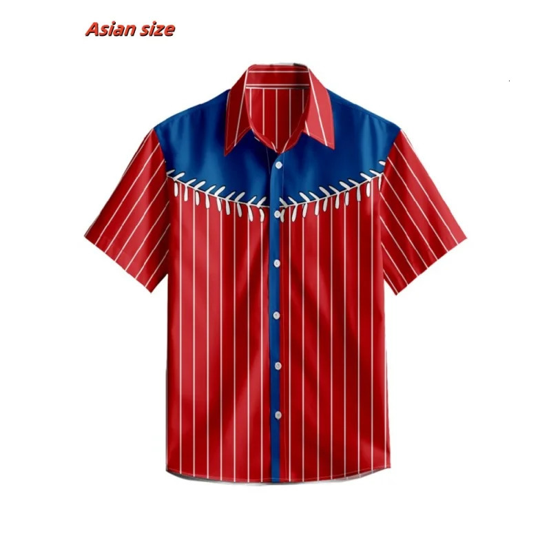 Colorful striped pattern Hawaiian mens summer T-shirt 3D printed short sleeved top casual lapel shirt unisex clothing 250408