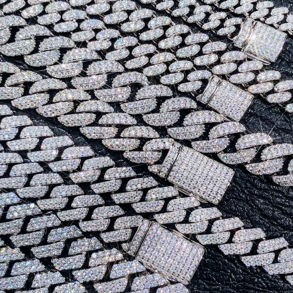 Wholesale 6mm 8mm 10mm 12mm 15mm Moissanite Cuban Link Chain Necklace Men Hip Hop Moissanite Cuban Bracelet 925 Sterling Silver