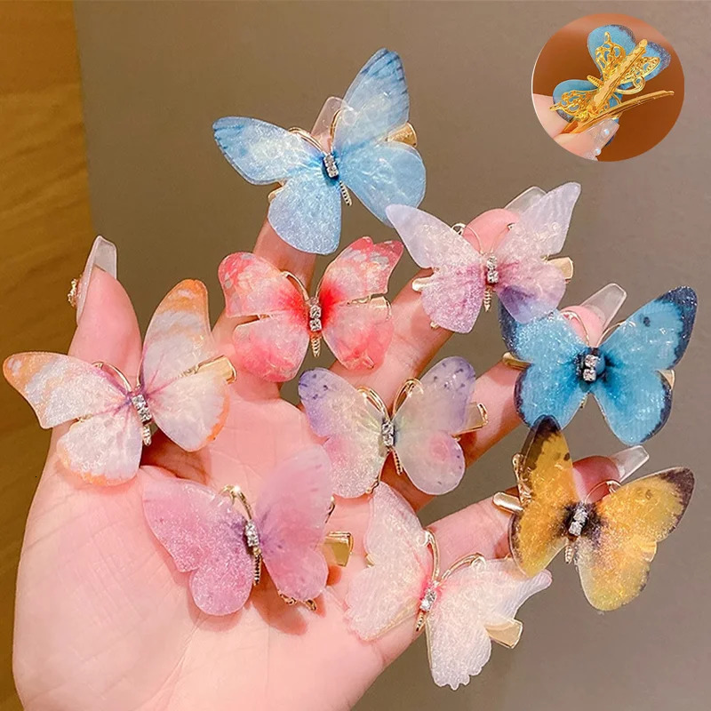 60 pieces of womens colorful butterfly hair clip girls hair clip bucket sweet hair decoration rainbow headband hair accessories 250409