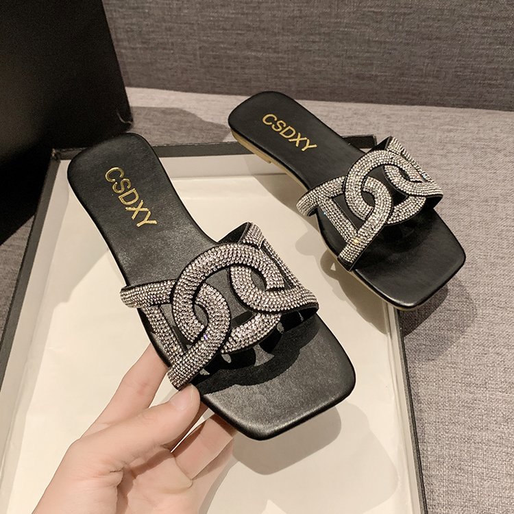 Women's 2025 Summer plus-size flip-flops Flat flat Fairy shoes Advanced exquisite trend all-in-one beach shoes