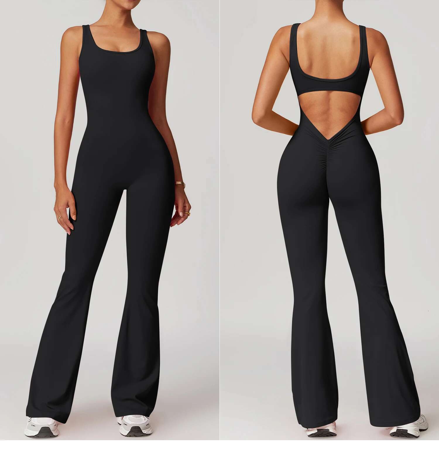 Women Bodysuits Fiess Sports Solid color high-intensity tight fitting sport back jumpsuit yoga running fiess suit