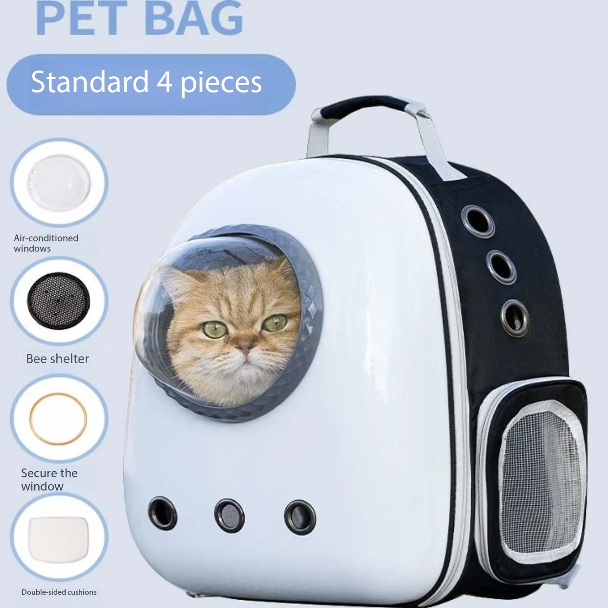 Cat bag for outdoor use, portable and lightweight, space capsule, transparent backpack, large capacity, dog, high appearance, pet, stress resistant