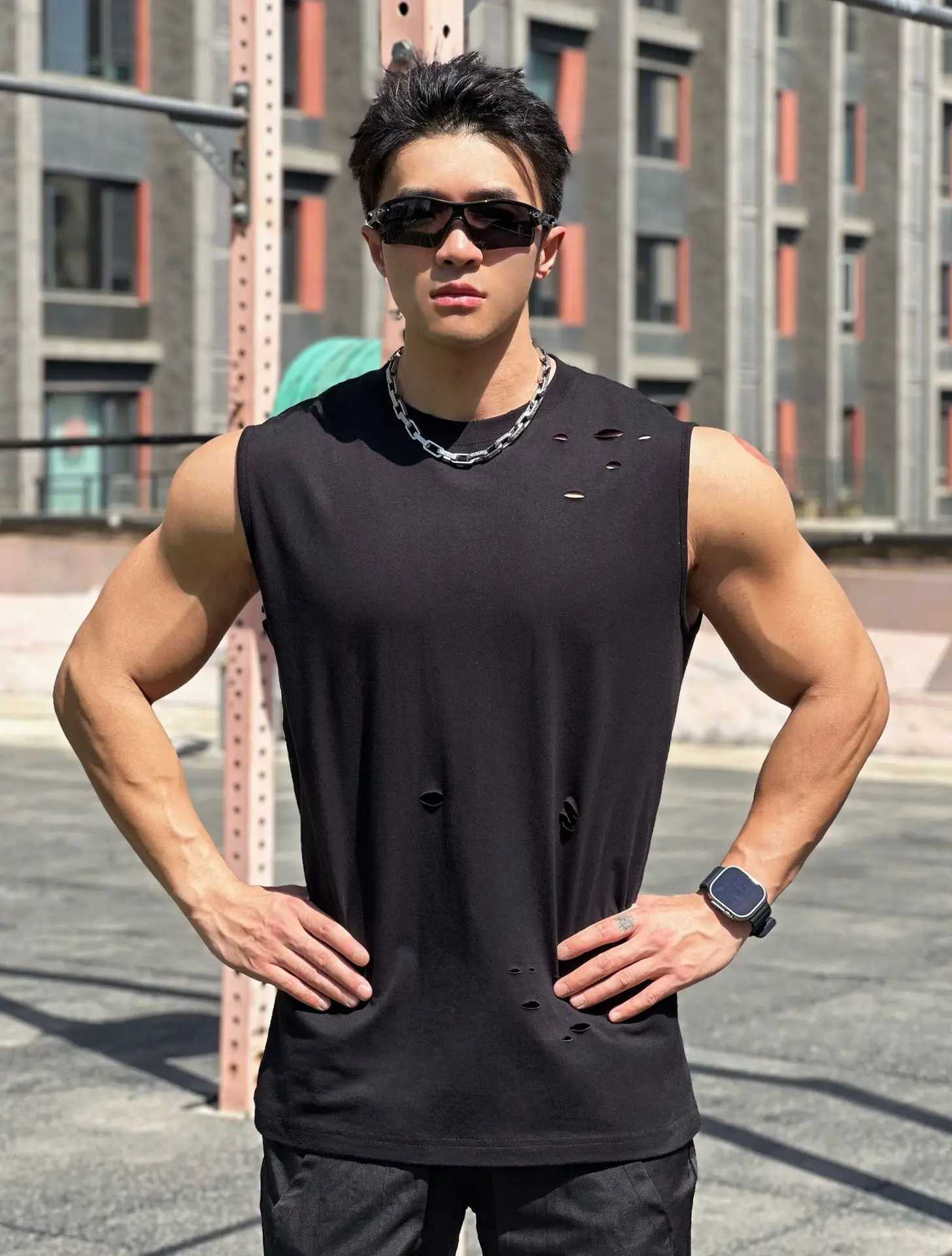 Mens summer new gym muscle vest sleeveless mens breathable fitness bra running vestXJ250409
