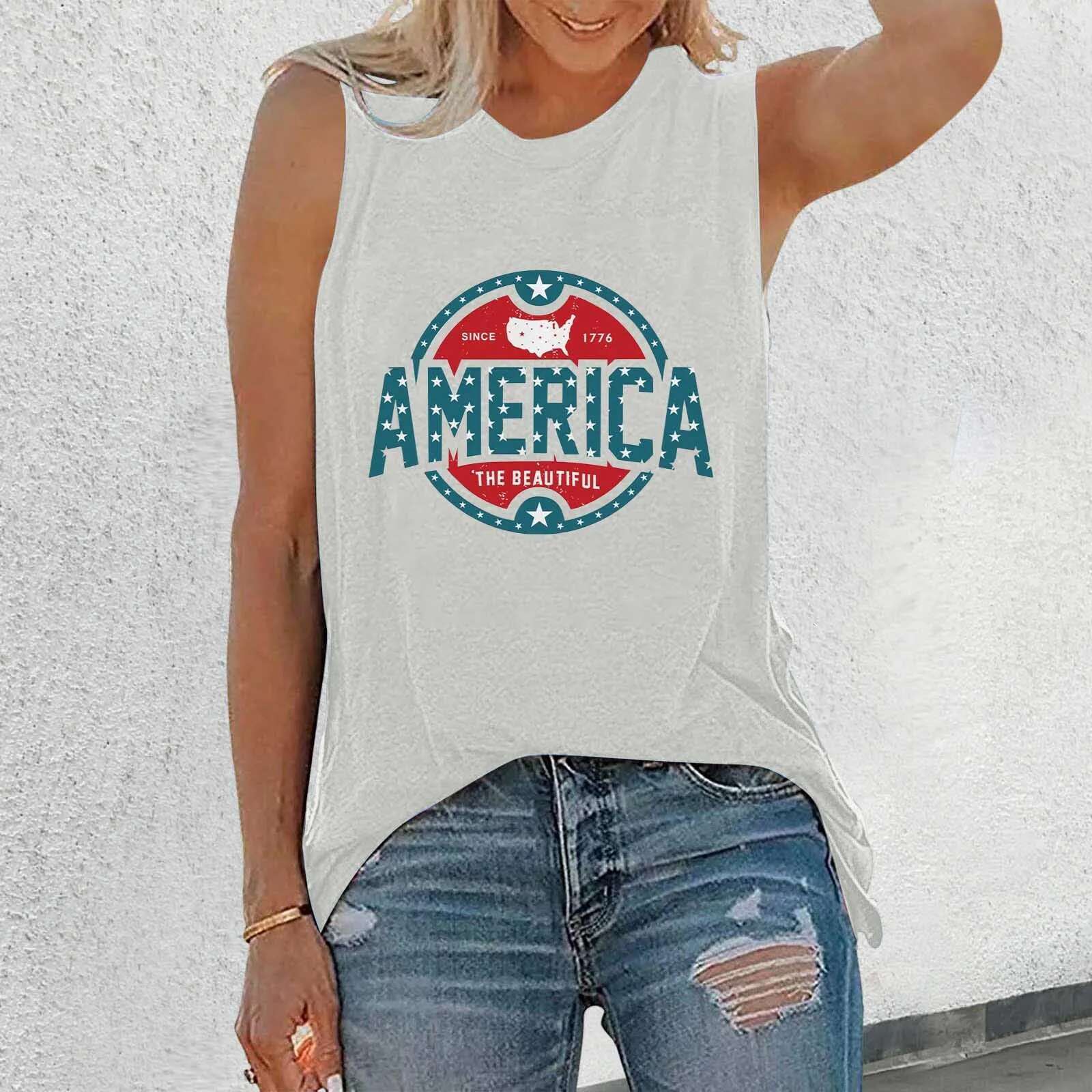 Dongdumaoyi Women S Independence Day Tanks Fashion Sleeveless Tank Tee Camisole Casual Top For Summer Women S Tight Underwear